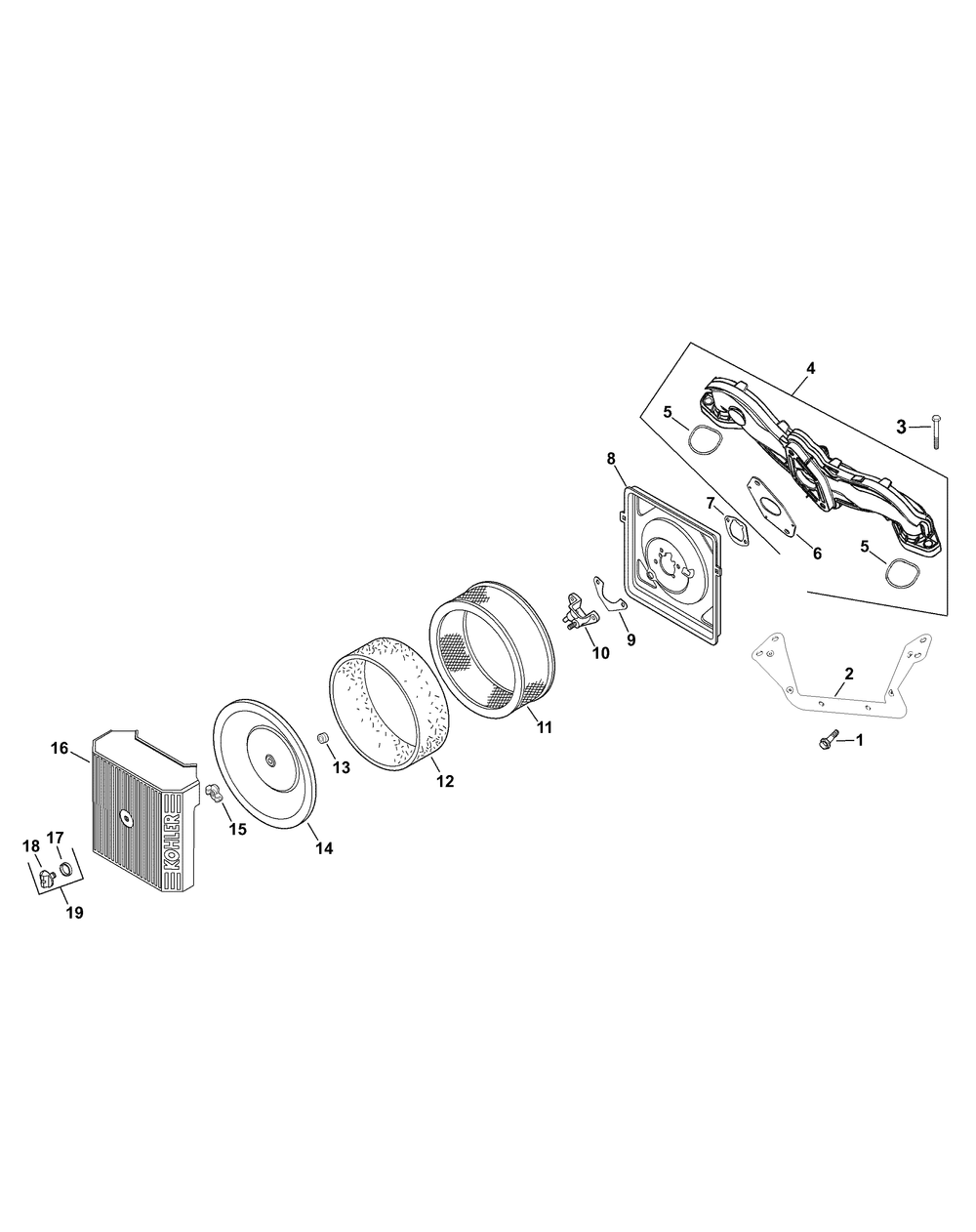 Kohler Cv23-75592 Air Intake And Filtration Diagram and Parts List for ENFORCER54 53AH3AGT050-23HP Cub Cadet Lawn Tractor